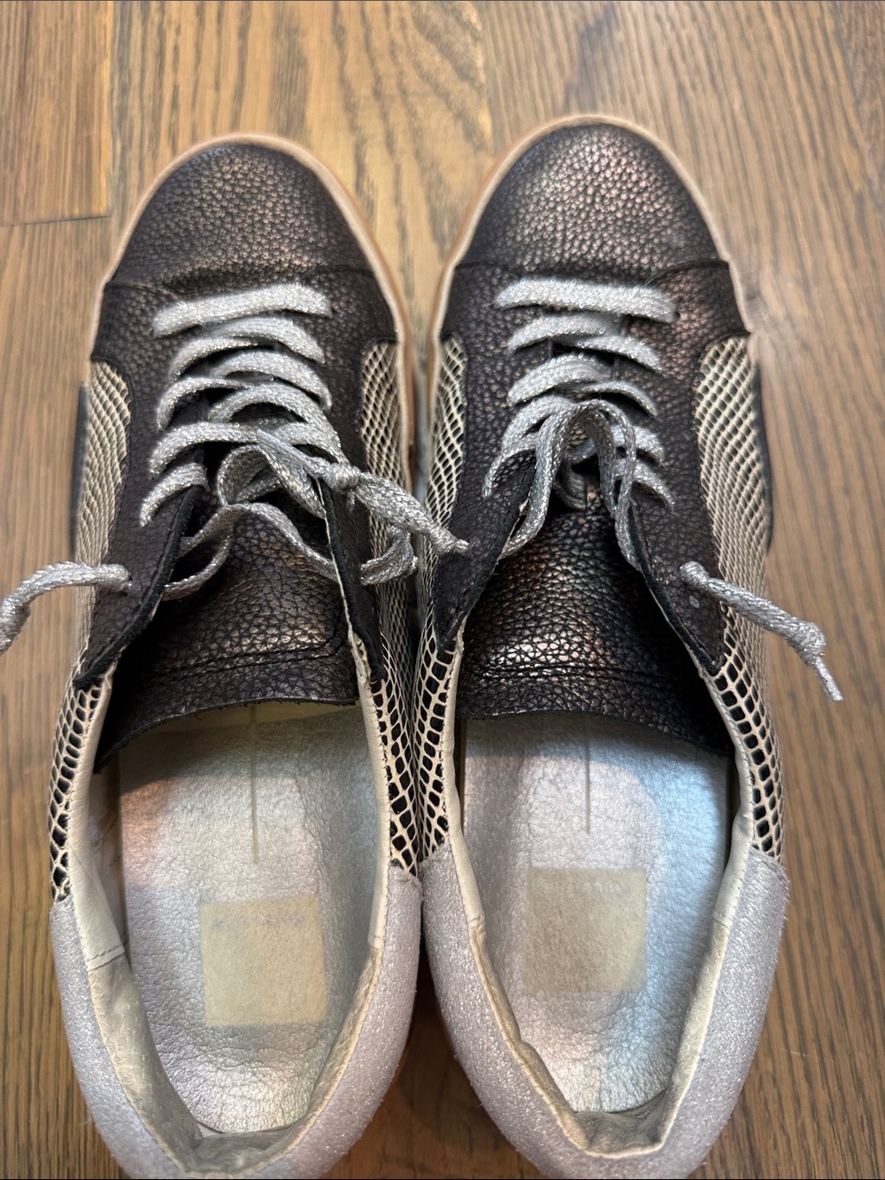 Dolce Vita Metallic Black and Silver Low-Top Sneakers